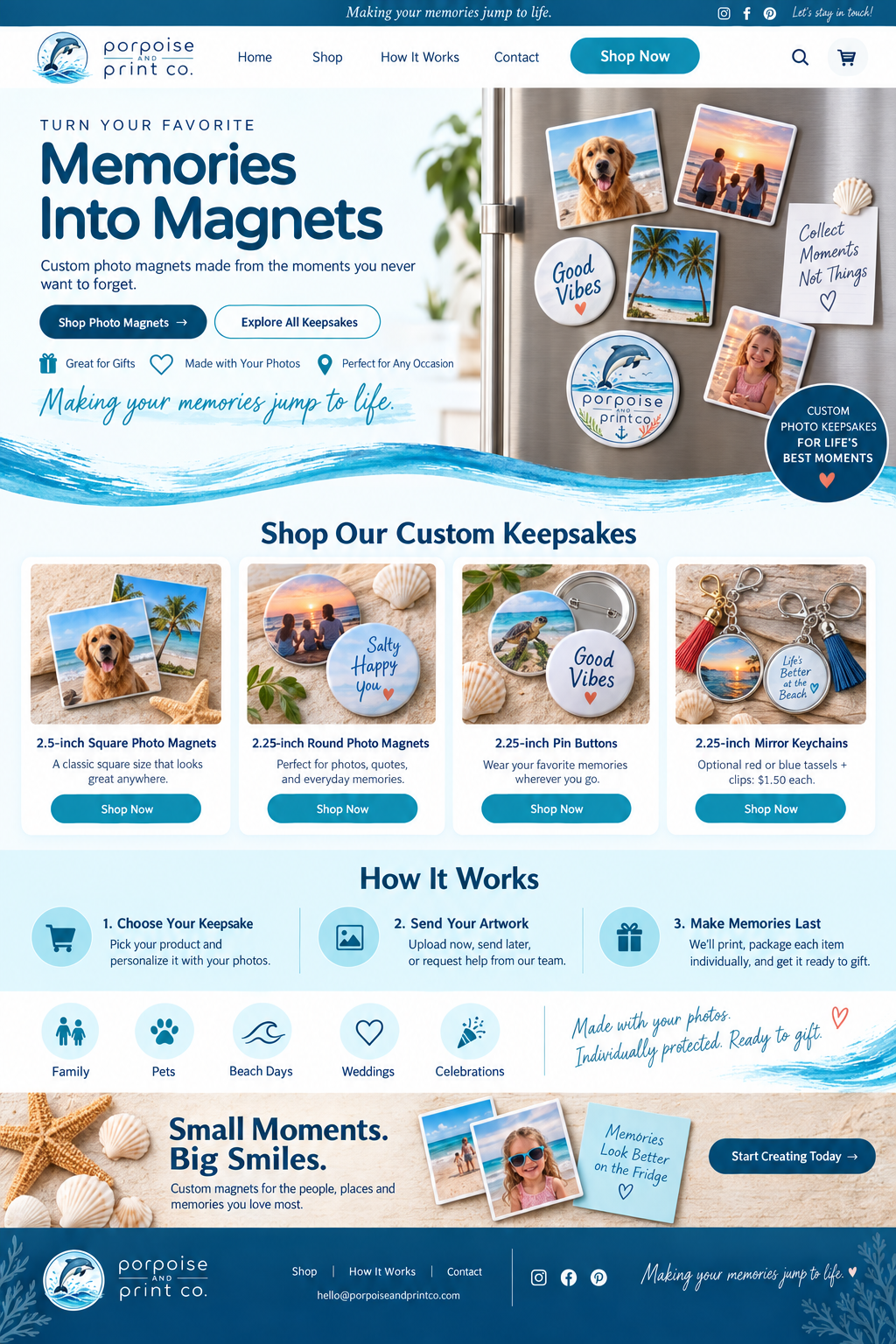 Square dog and beach photo magnets