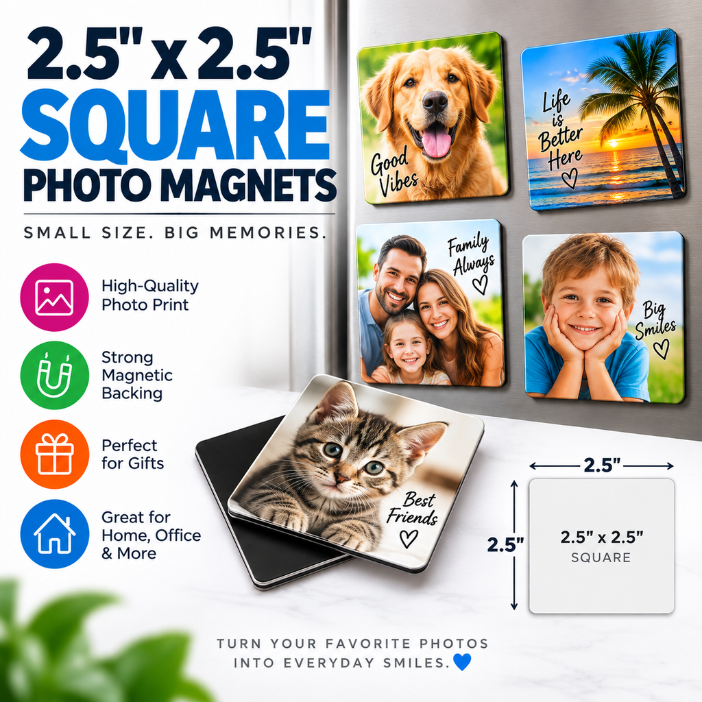 [1-2525-6] 2.5 x 2.5 Square Photo Magnets (6 Pack)